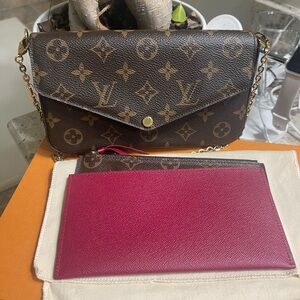 Louis Vuitton Brown and Red Monogram Clutch